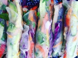 Rainbow crunch rice paper rolls (veg, gluten, dairy free, low FODMAP)