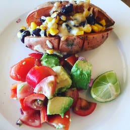 black bean sweet potatoes &amp; salsa