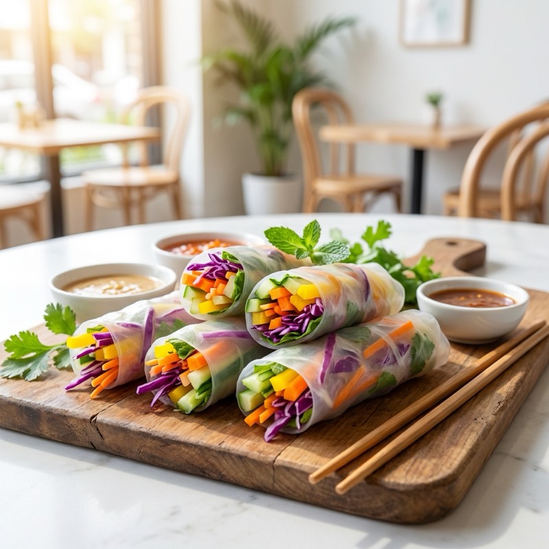 Rainbow Crunch Rice Paper Rolls (Veg, Gluten, Dairy Free, Low FODMAP)